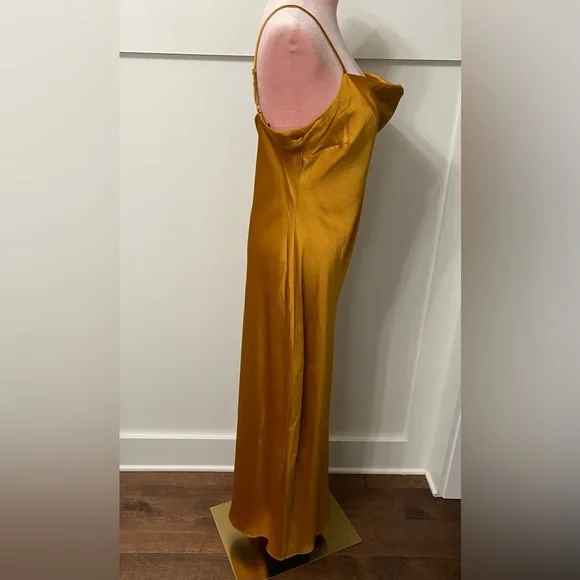 Express Honey Satin Cowl Neck Maxi Slip Dress Size Medium - Picture 7 of 10
